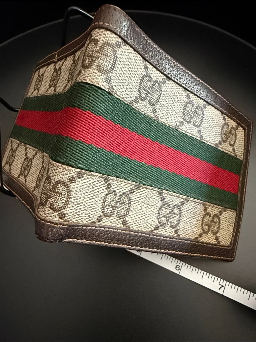 Gucci Brown GG Canvas Wallet with Green and Red Web Stripe